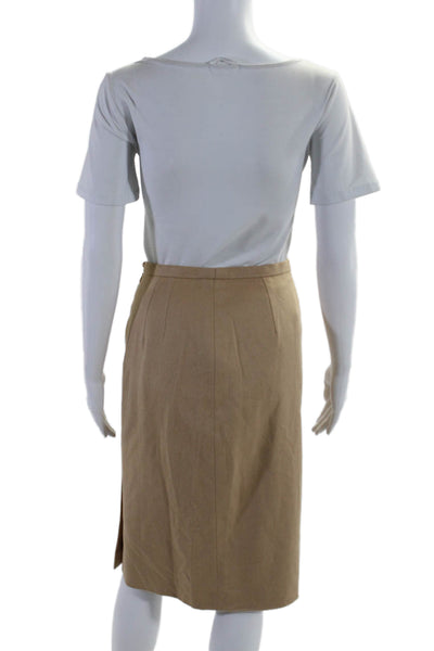 Escada Womens Back Zip Straight Mid Calf Skirt Wool Beige Size 34