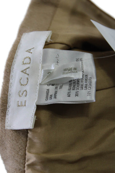 Escada Womens Back Zip Straight Mid Calf Skirt Wool Beige Size 34