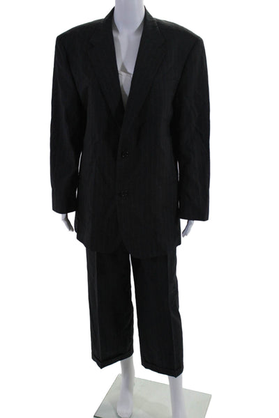 Donna Karan Womens Notch Lapel 2 Piece Suit Wool Black Size Medium