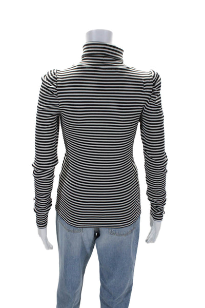 Veronica Beard Womens Long Sleeve Striped Turtleneck Black White XS