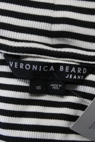 Veronica Beard Womens Long Sleeve Striped Turtleneck Black White XS