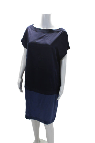 Jean Paul Knott Women's Round Neck Sleeveless A-Line Mini Dress Navy Blue Size 1