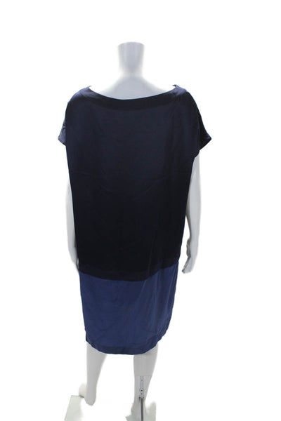 Jean Paul Knott Women's Round Neck Sleeveless A-Line Mini Dress Navy Blue Size 1