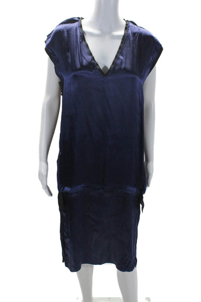 Lanvin Women's V-Neck Sleeveless A-Line Midi Dress Purple Size 48