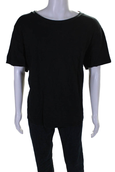 NSF Mens Short Sleeve Scoop Neck Boxy Tee Shirt Black Cotton Size Extra Large