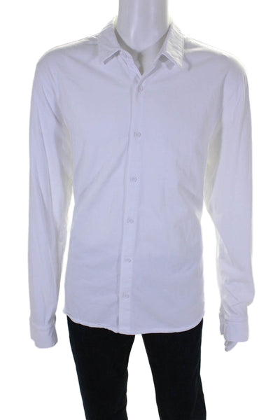 Leonard Frisbie Mens Button Front Collared Long Sleeve Shirt White Size XL