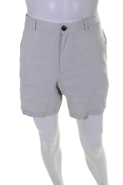 Theory Mens Zipper Fly Linen Casual Shorts Beige Size 34