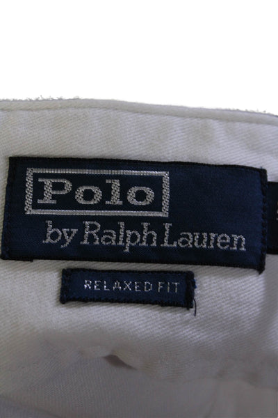 Polo Ralph Lauren Mens Button Fly Casual Shorts White Cotton Size Extra Large