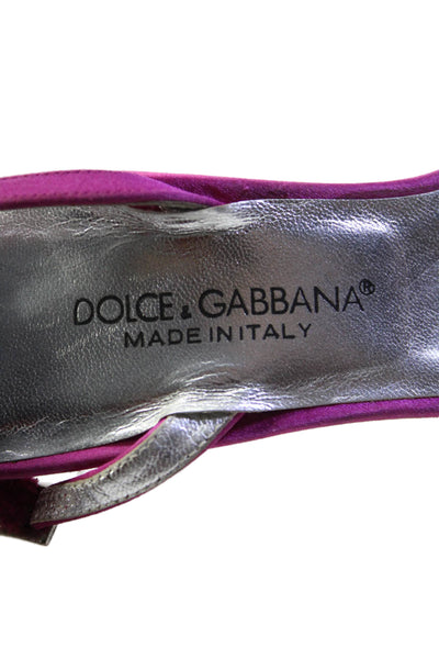 Dolce & Gabbana Womens Satin Slingbacks Sandal Heels Magenta Pink Size 35.5 5.5