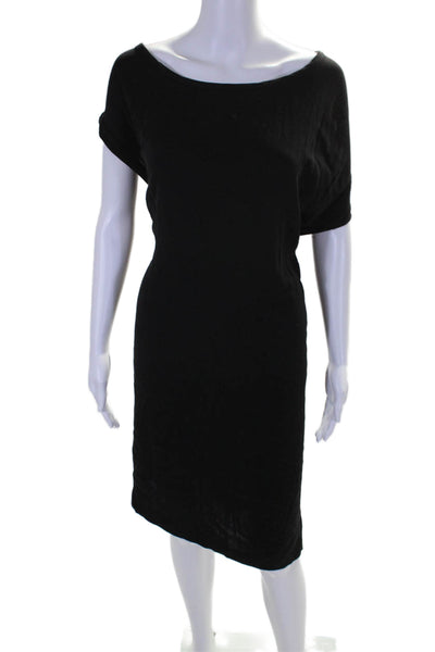 Ann Demeulemeester Women's Round Neck Short Sleeves Mini Dress Black Size 42