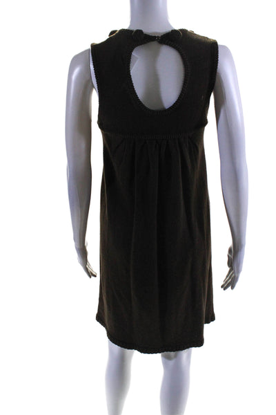 Milly Womens Cotton Sleeveless Fuzzy Knit Straight Sweater Dress Brown Size M