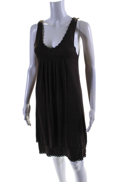 Milly Womens Silk V-neck Short Pullover Sleeveless Sweater Dress Brown Size S