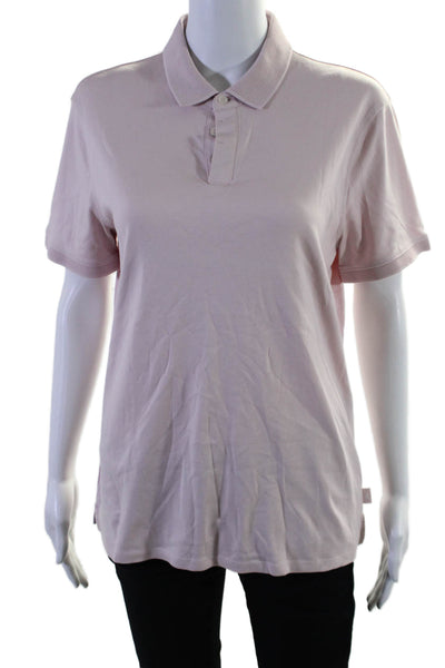 Emporio Armani Womens Collar Polo Button Short Sleeve Basic Top Pink Size L