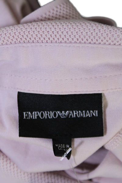 Emporio Armani Womens Collar Polo Button Short Sleeve Basic Top Pink Size L