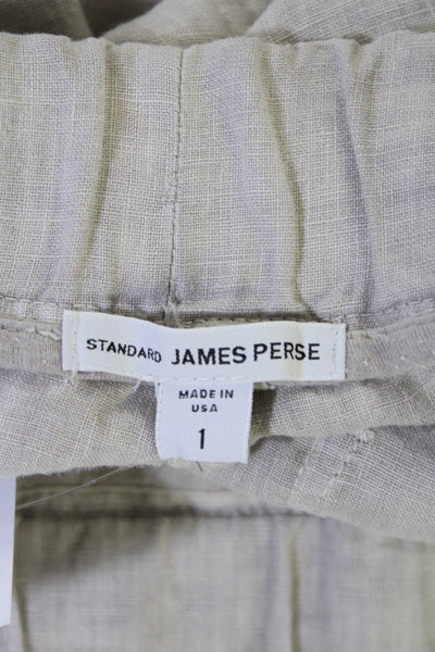 James Perse Womens Linen Elastic Waistband Straight Leg Pants Beige Size 1