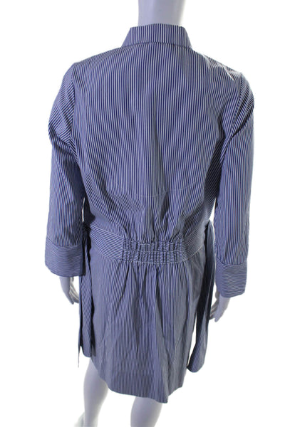 Gretchen Scott Womens Collar Stripe Button Long T-shirt Blouse Dress Blue Size S