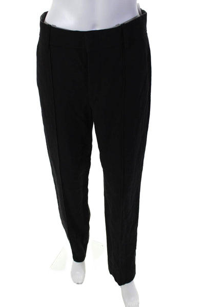 Vince Womens Wool Blend Black High Rise Pleated Straight Leg Dress Pants Size 4