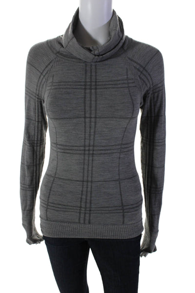 Athleta Womens Long Sleeve Tight Knit Turtleneck Top Gray Size XS