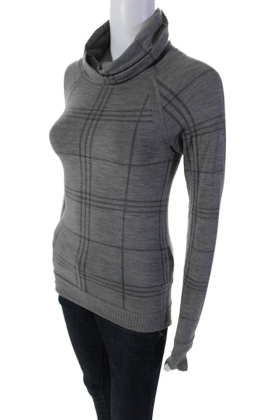 Athleta Womens Long Sleeve Tight Knit Turtleneck Top Gray Size XS