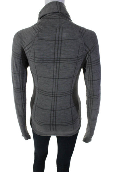 Athleta Womens Long Sleeve Tight Knit Turtleneck Top Gray Size XS