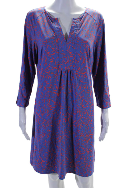 Ellie Kai Womens Floral Print Long Sleeved V Neck Dress Multicolored Size 6