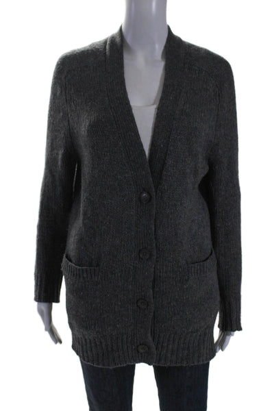 360 Cashmere Women's Long Sleeves Button Down Cardigan Sweater Gray Size S