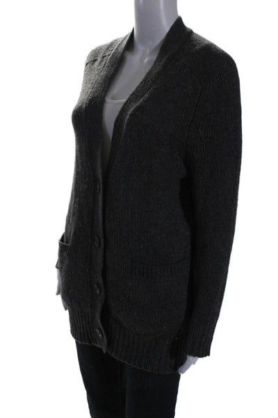 360 Cashmere Women's Long Sleeves Button Down Cardigan Sweater Gray Size S