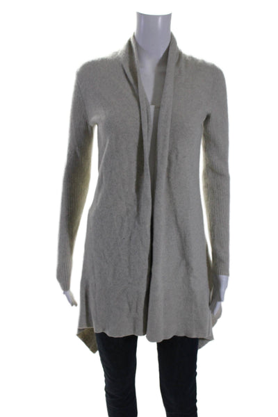 360 Cashmere Women's Cashmere Long Sleeves Open Front Cardigan Gray Size S