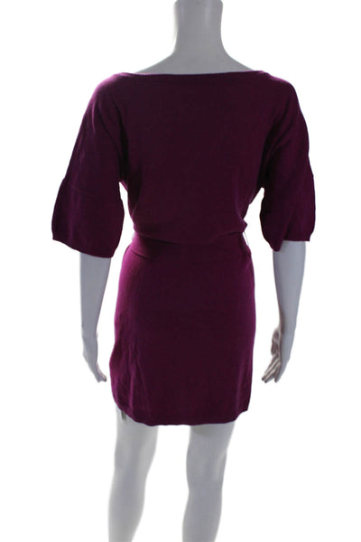 Juicy Couture Womens Short Sleeves Belted Sweater Dress Pink Cotton Size Small