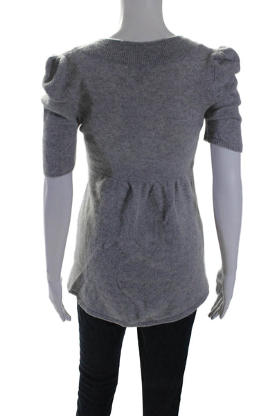 Aqua Cashmere Womens Scoop Neck Short Sleeves Sweater Heather Gray Size Small