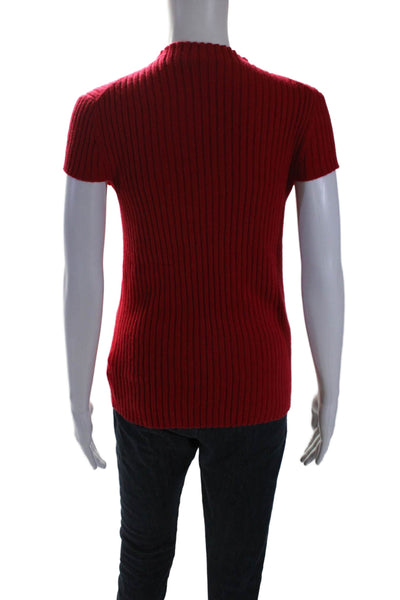 Antonio Melani Womens Ribbed Short Sleeves Turtleneck Sweater Red Size Medium