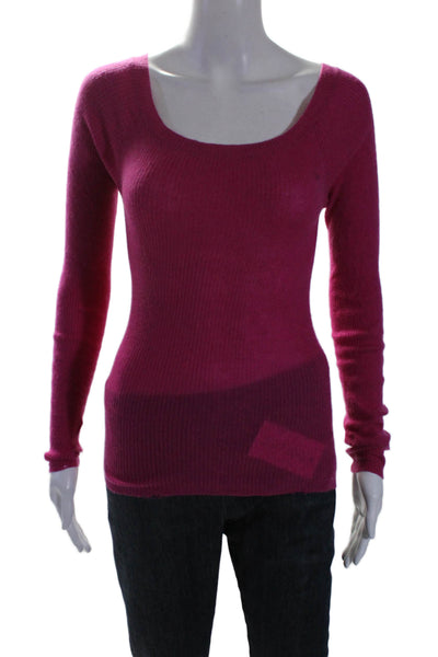 Juicy Couture Womens Cashmere Ribbed Long Sleeves Sweater Pink Size Small