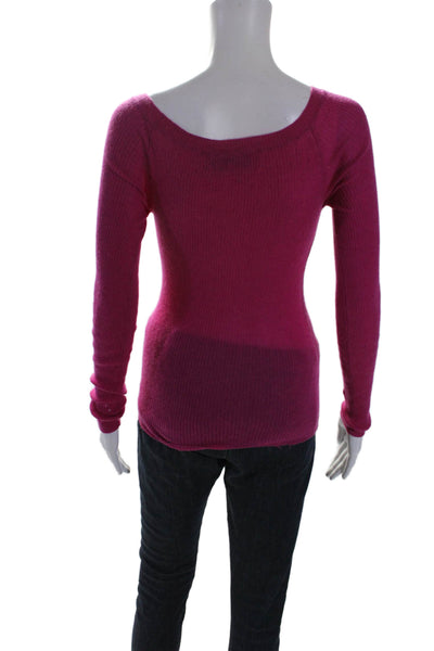 Juicy Couture Womens Cashmere Ribbed Long Sleeves Sweater Pink Size Small