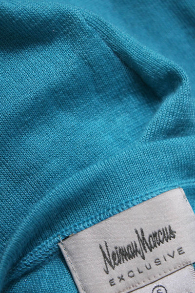 Neiman Marcus Exclusive Womens Cashmere Short Sleeves Sweater Blue Size Small