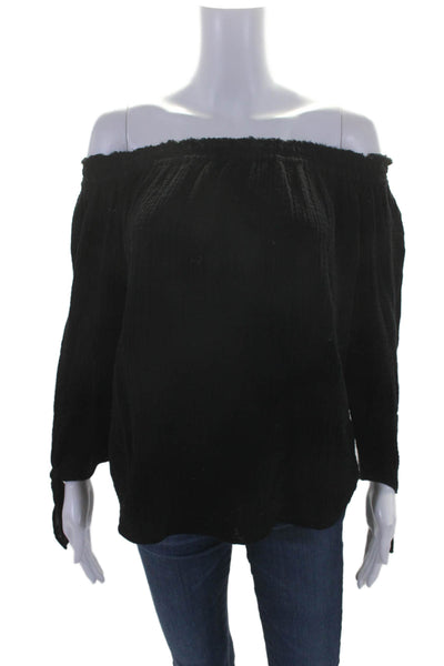 Generation Love Women's Off The Shoulder Button Down Blouse Black Size XS