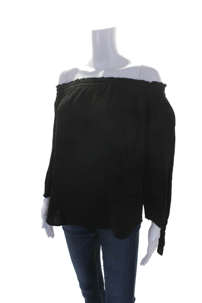 Generation Love Women's Off The Shoulder Button Down Blouse Black Size XS