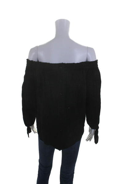 Generation Love Women's Off The Shoulder Button Down Blouse Black Size XS