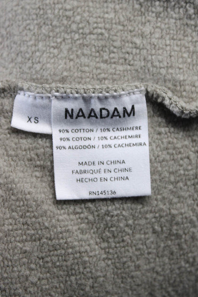 Naadam Womens Pullover Drawstring Cropped Hoodie Sweater Green Cotton Size XS