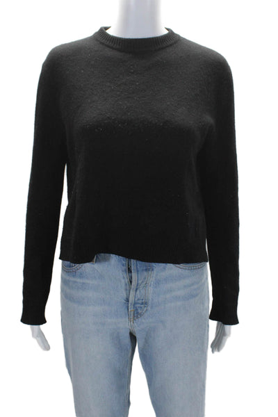 Otte Womens Long Sleeve Side Slit Crew Neck Sweater Black Wool Size Small