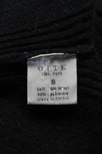 Otte Womens Long Sleeve Side Slit Crew Neck Sweater Black Wool Size Small