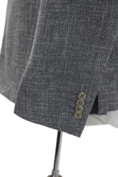 Dan John Mens Two Button Pointed Lapel Woven Blazer Jacket Gray Size EU 48