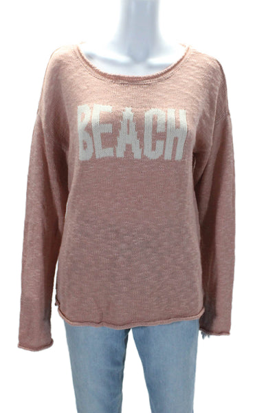 Marled Womens Pink Beach Scoop Neck Long Sleeve Pullover Sweater Top Size M