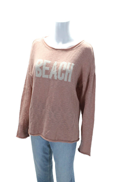 Marled Womens Pink Beach Scoop Neck Long Sleeve Pullover Sweater Top Size L