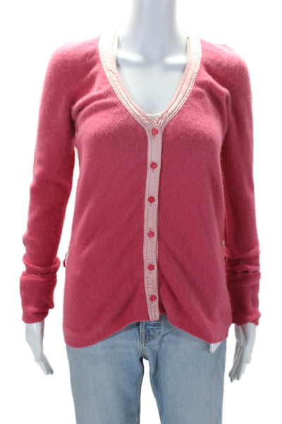 Twin Set Simona Barbieri Womens Cashmere Cardigan Sweater Pink Size Large