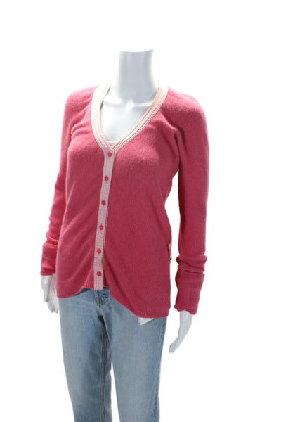 Twin Set Simona Barbieri Womens Cashmere Cardigan Sweater Pink Size Large