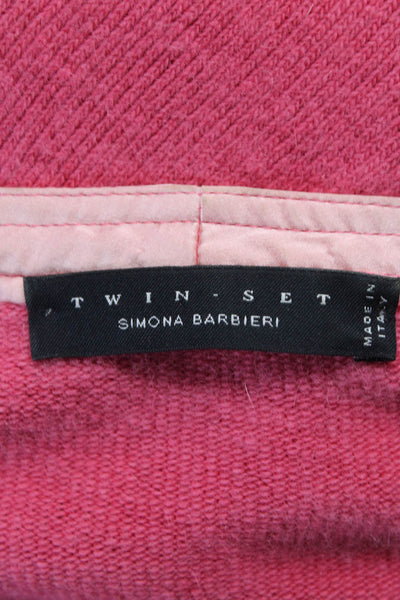 Twin Set Simona Barbieri Womens Cashmere Cardigan Sweater Pink Size Large