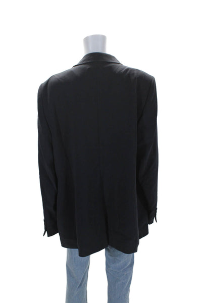 BASLER Womens Three Button Notched Lapel Blazer Jacket Navy Blue Wool Size 48