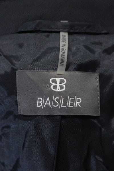 BASLER Womens Three Button Notched Lapel Blazer Jacket Navy Blue Wool Size 48