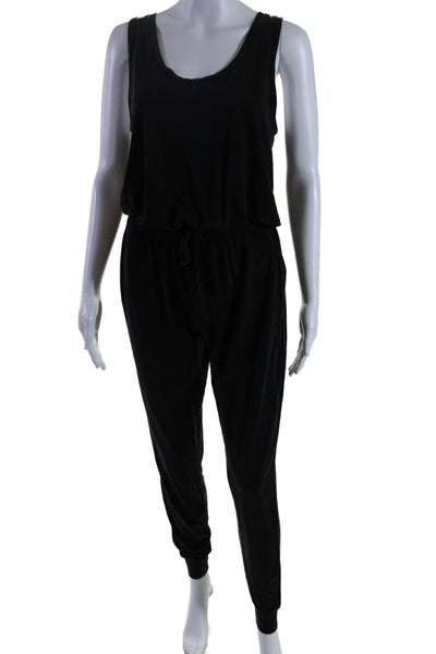 Generation Love Womens Black Scoop Neck Tie Waist Cuff Ankle Jumpsuit Size S