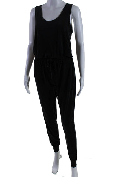 Generation Love Womens Black Scoop Neck Tie Waist Cuff Ankle Jumpsuit Size S